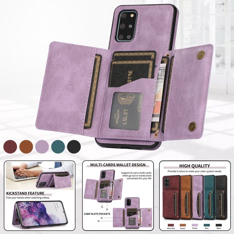 For Samsung Galaxy S20+ Three-fold Leather Phone Case with Card Slot & Wallet & Holder