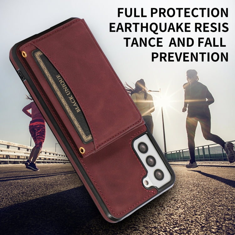 For Samsung Galaxy S21 Three-fold Leather Phone Case with Card Slot & Wallet & Holder