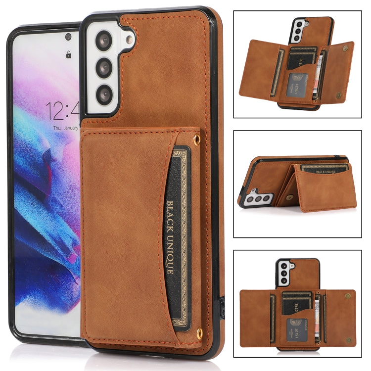 For Samsung Galaxy S21 Three-fold Leather Phone Case with Card Slot & Wallet & Holder