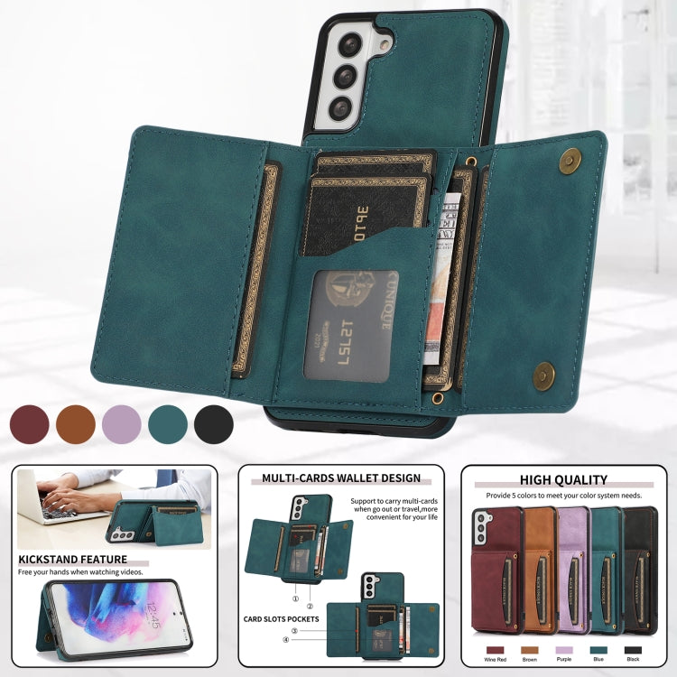 For Samsung Galaxy S21 Three-fold Leather Phone Case with Card Slot & Wallet & Holder