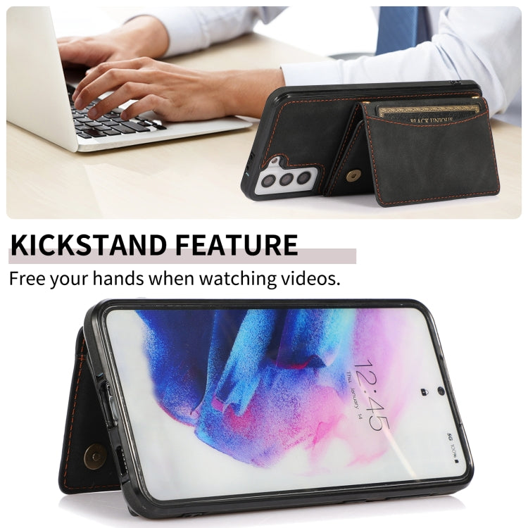For Samsung Galaxy S21 Three-fold Leather Phone Case with Card Slot & Wallet & Holder