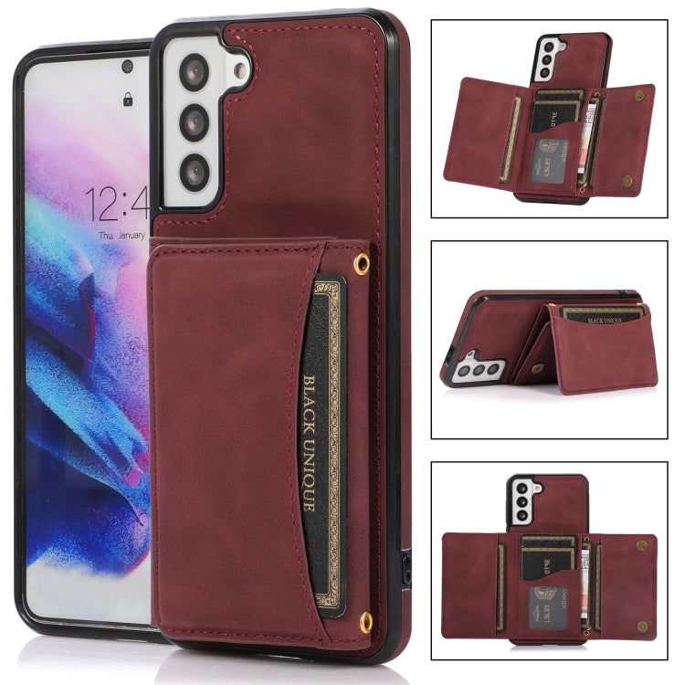 For Samsung Galaxy S21+ Three-fold Leather Phone Case with Card Slot & Wallet & Holder