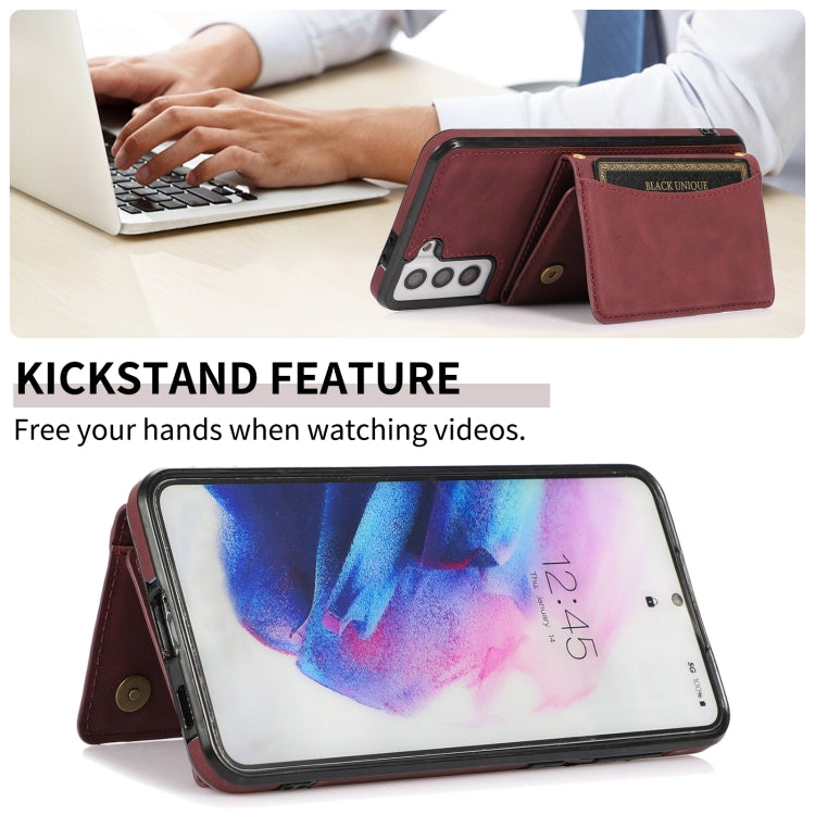 For Samsung Galaxy S21+ Three-fold Leather Phone Case with Card Slot & Wallet & Holder