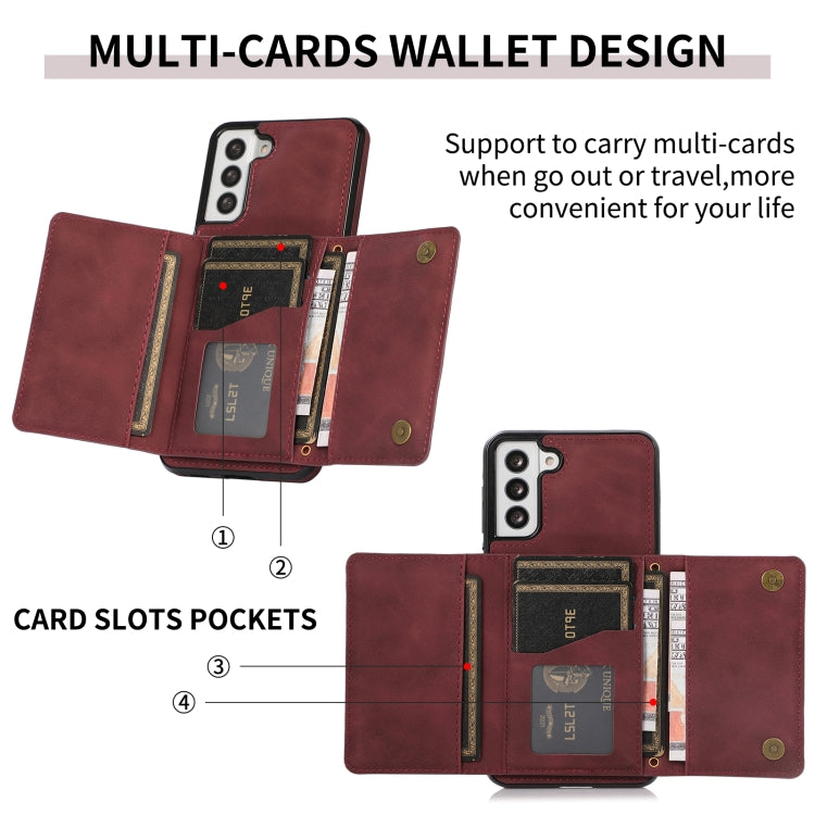 For Samsung Galaxy S21+ Three-fold Leather Phone Case with Card Slot & Wallet & Holder