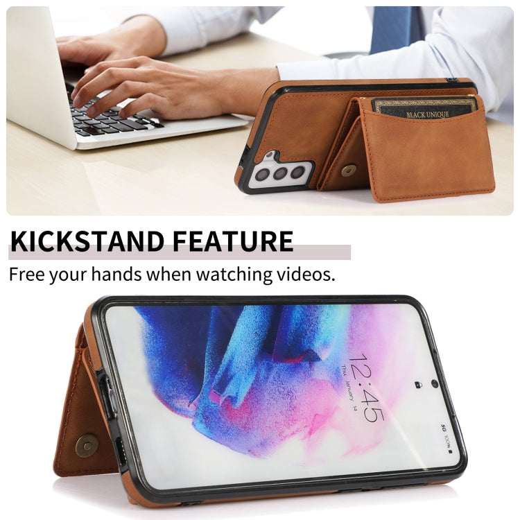 For Samsung Galaxy S21+ Three-fold Leather Phone Case with Card Slot & Wallet & Holder