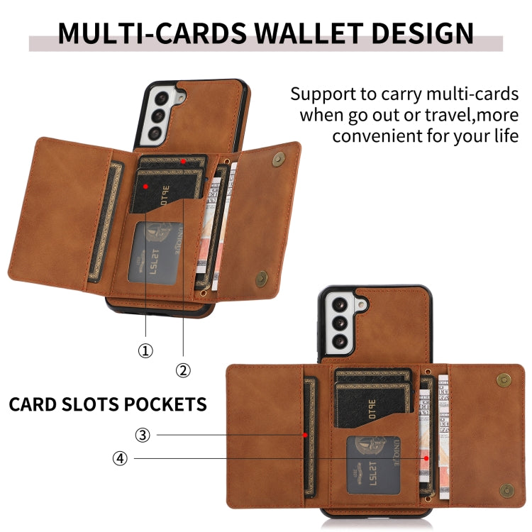 For Samsung Galaxy S21+ Three-fold Leather Phone Case with Card Slot & Wallet & Holder