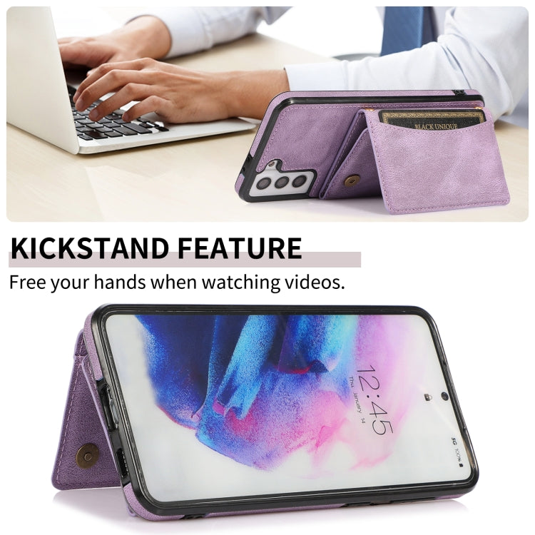 For Samsung Galaxy S21+ Three-fold Leather Phone Case with Card Slot & Wallet & Holder
