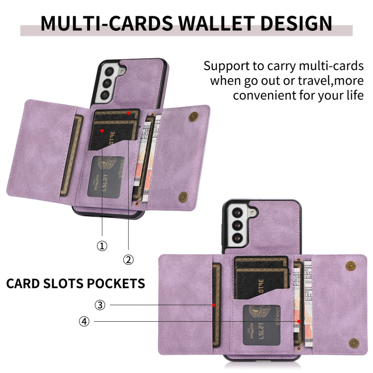 For Samsung Galaxy S21+ Three-fold Leather Phone Case with Card Slot & Wallet & Holder