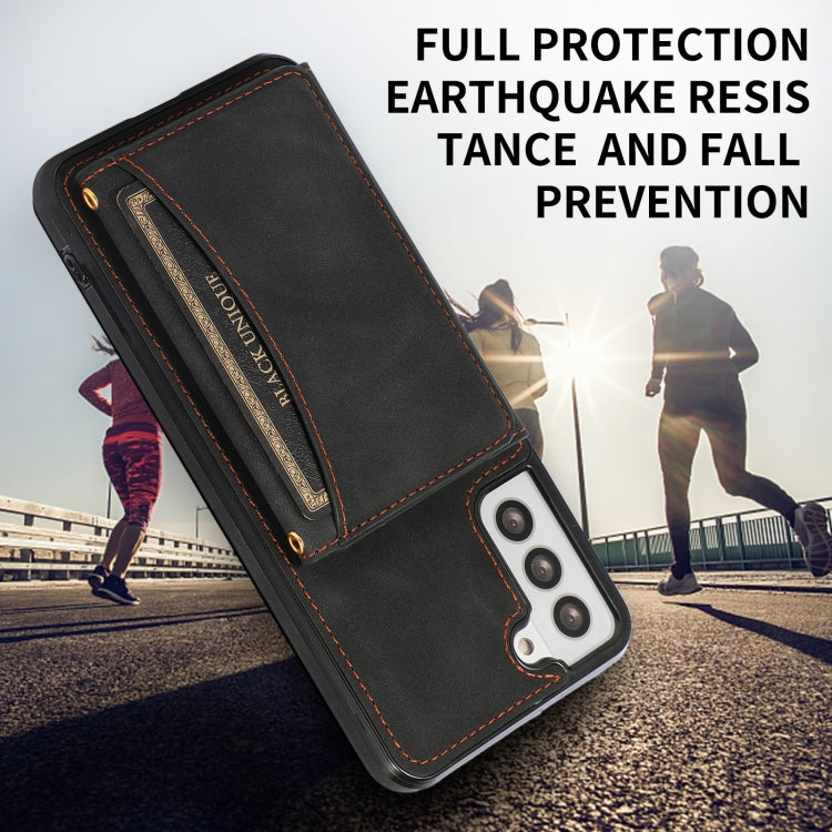 For Samsung Galaxy S21+ Three-fold Leather Phone Case with Card Slot & Wallet & Holder