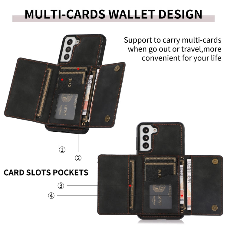 For Samsung Galaxy S21+ Three-fold Leather Phone Case with Card Slot & Wallet & Holder