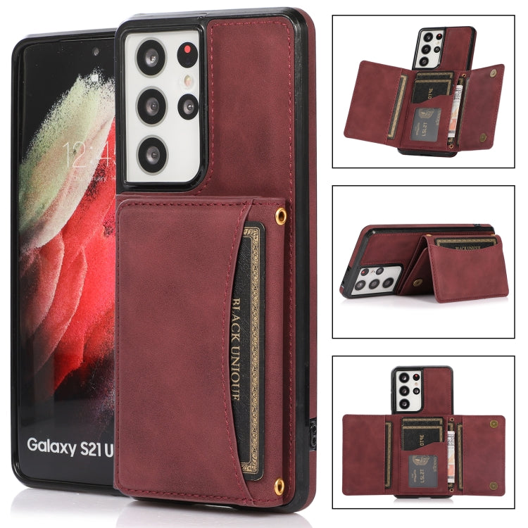 For Samsung Galaxy S21 Ultra Three-fold Leather Phone Case with Card Slot & Wallet & Holder