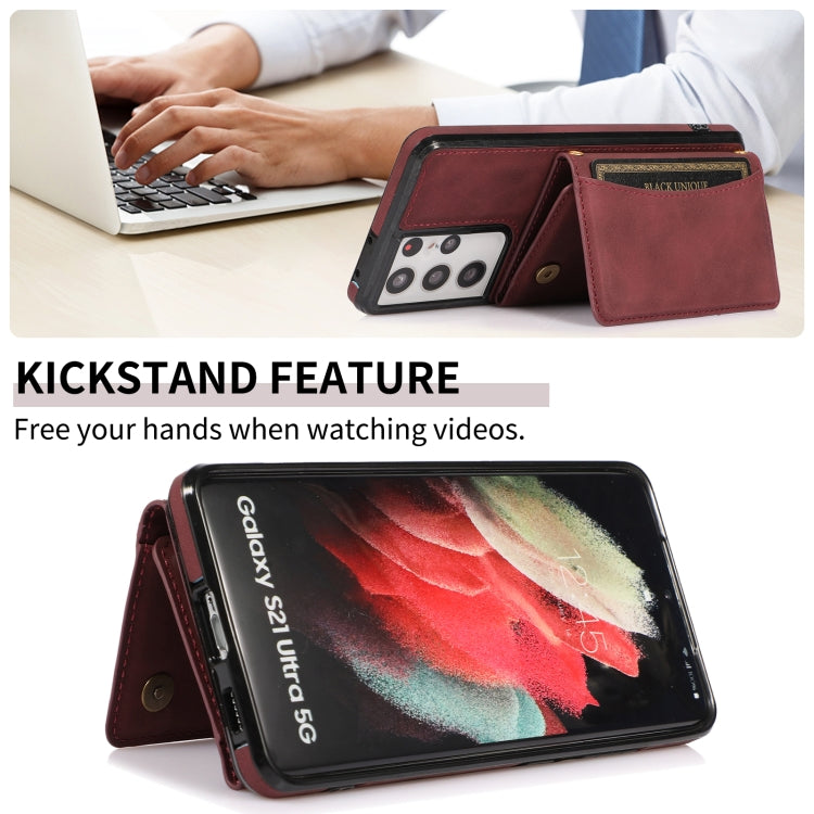 For Samsung Galaxy S21 Ultra Three-fold Leather Phone Case with Card Slot & Wallet & Holder