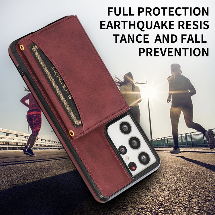 For Samsung Galaxy S21 Ultra Three-fold Leather Phone Case with Card Slot & Wallet & Holder