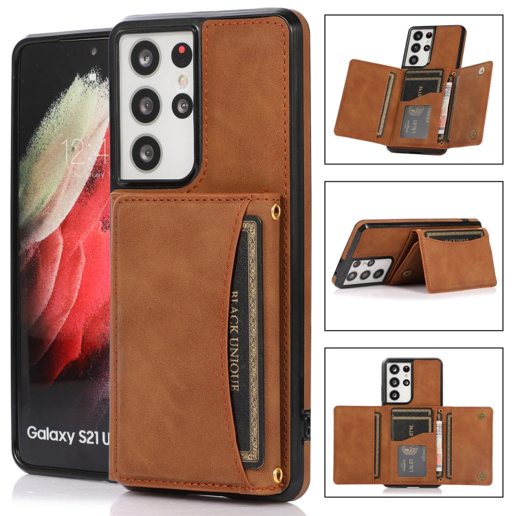 For Samsung Galaxy S21 Ultra Three-fold Leather Phone Case with Card Slot & Wallet & Holder