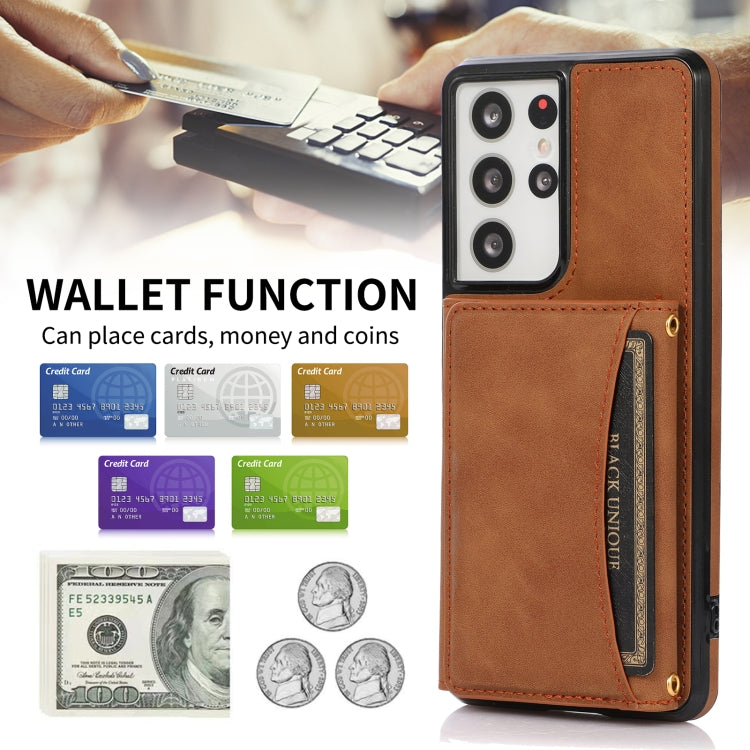 For Samsung Galaxy S21 Ultra Three-fold Leather Phone Case with Card Slot & Wallet & Holder
