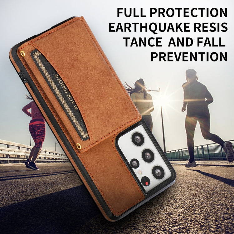 For Samsung Galaxy S21 Ultra Three-fold Leather Phone Case with Card Slot & Wallet & Holder