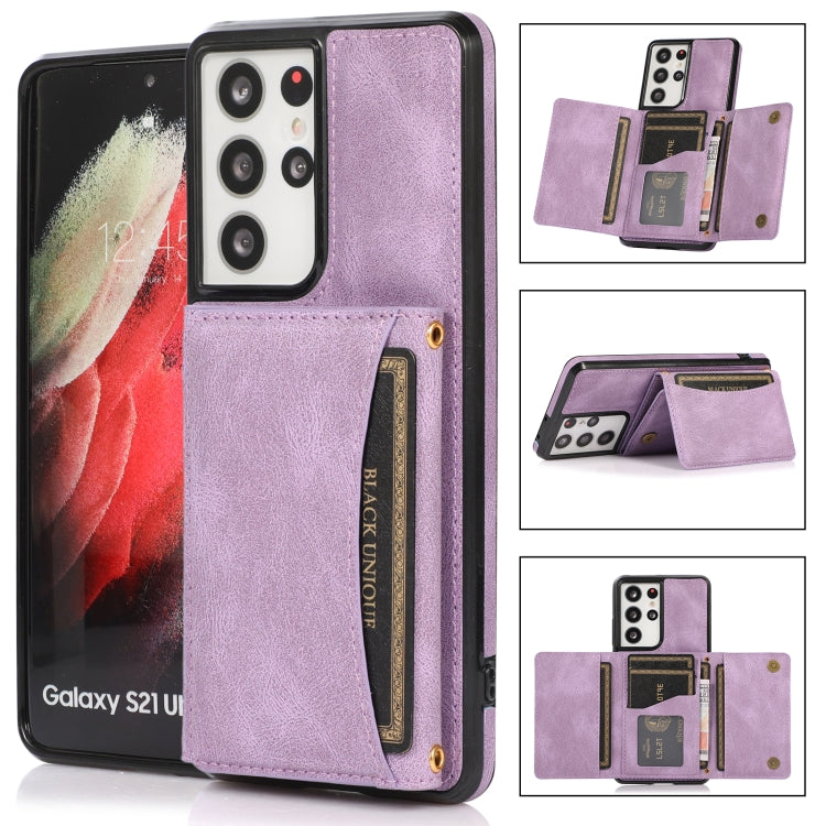 For Samsung Galaxy S21 Ultra Three-fold Leather Phone Case with Card Slot & Wallet & Holder