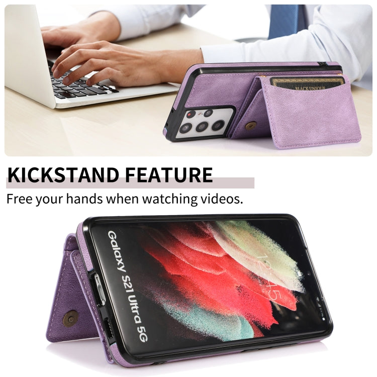 For Samsung Galaxy S21 Ultra Three-fold Leather Phone Case with Card Slot & Wallet & Holder