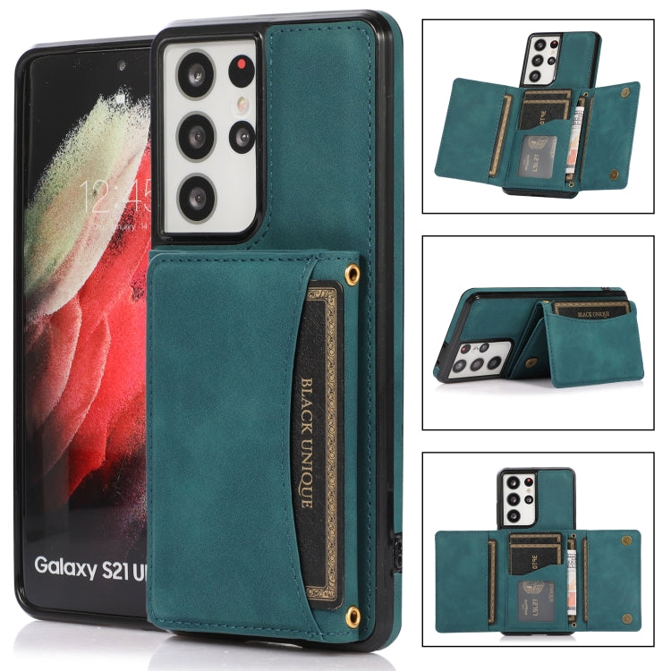 For Samsung Galaxy S21 Ultra Three-fold Leather Phone Case with Card Slot & Wallet & Holder