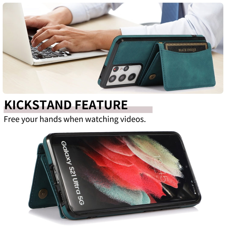 For Samsung Galaxy S21 Ultra Three-fold Leather Phone Case with Card Slot & Wallet & Holder