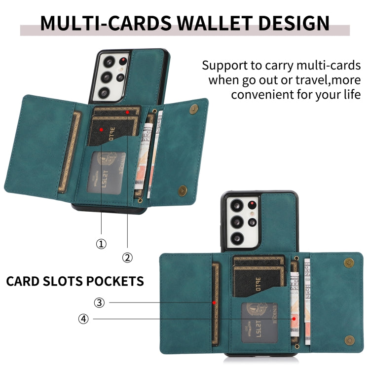 For Samsung Galaxy S21 Ultra Three-fold Leather Phone Case with Card Slot & Wallet & Holder