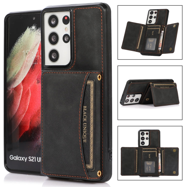 For Samsung Galaxy S21 Ultra Three-fold Leather Phone Case with Card Slot & Wallet & Holder
