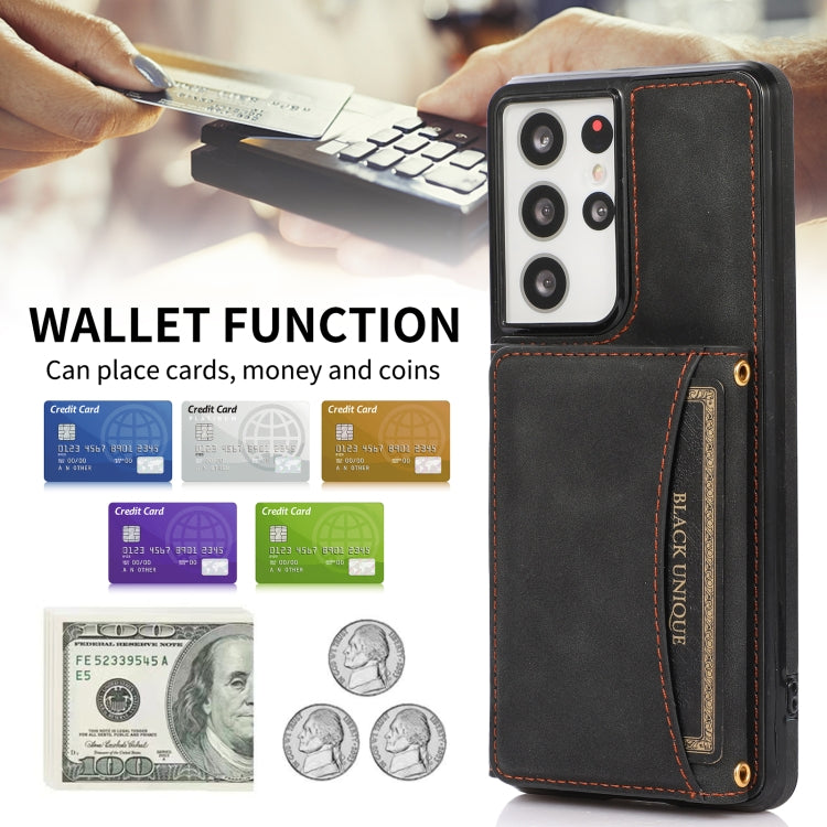 For Samsung Galaxy S21 Ultra Three-fold Leather Phone Case with Card Slot & Wallet & Holder