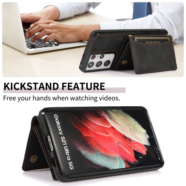 For Samsung Galaxy S21 Ultra Three-fold Leather Phone Case with Card Slot & Wallet & Holder