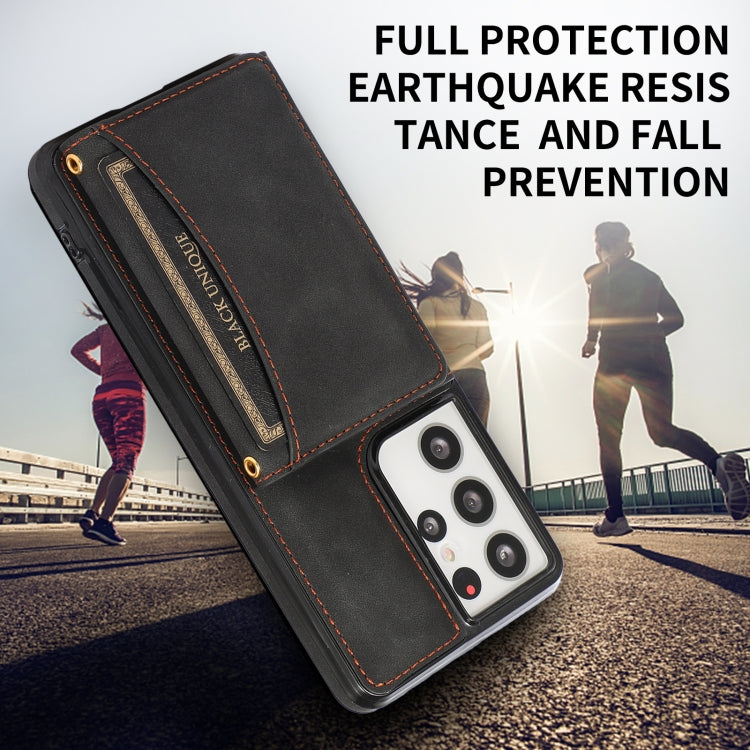 For Samsung Galaxy S21 Ultra Three-fold Leather Phone Case with Card Slot & Wallet & Holder