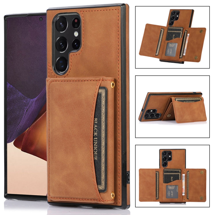 For Samsung Galaxy S22 Ultra Three-fold Leather Phone Case with Card Slot & Wallet & Holder