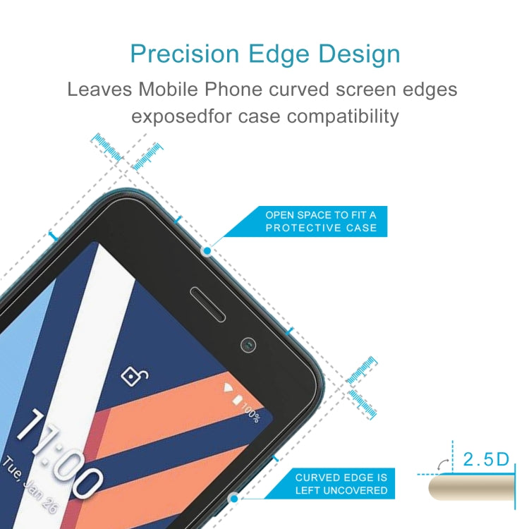 50 PCS 0.26mm 9H 2.5D Tempered Glass Film For Wiko Y52