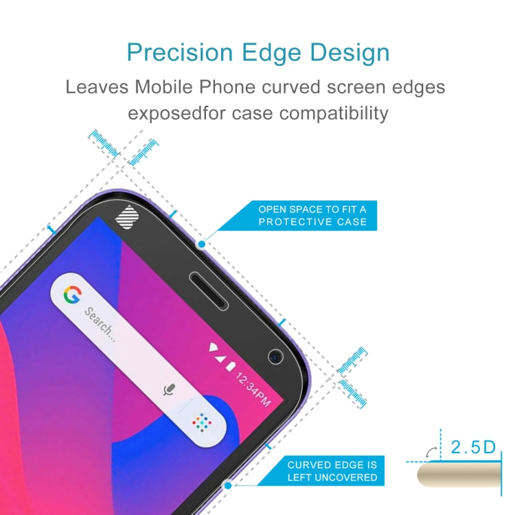 50 PCS 0.26mm 9H 2.5D Tempered Glass Film For BLU J4