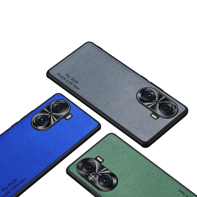 For Honor 50 Suede Leather Phone Case(Blue)