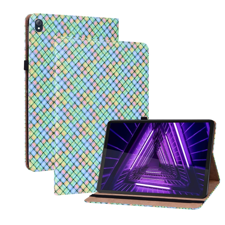 For Lenovo Tab K10 Color Weave Leather Tablet Case with Holder