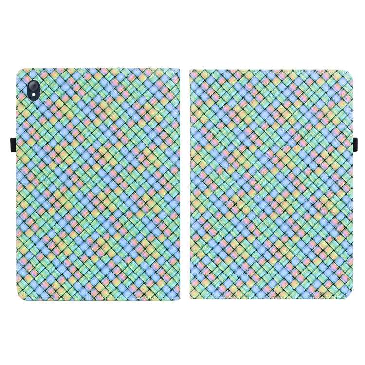 For Lenovo Tab K10 Color Weave Leather Tablet Case with Holder