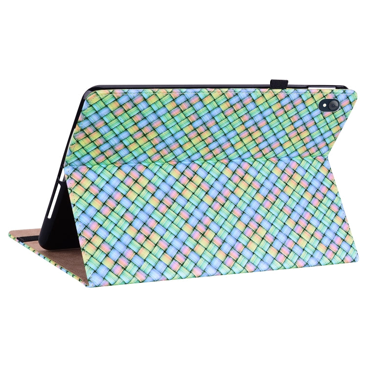 For Lenovo Tab K10 Color Weave Leather Tablet Case with Holder