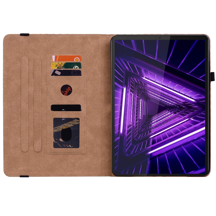 For Lenovo Tab K10 Color Weave Leather Tablet Case with Holder