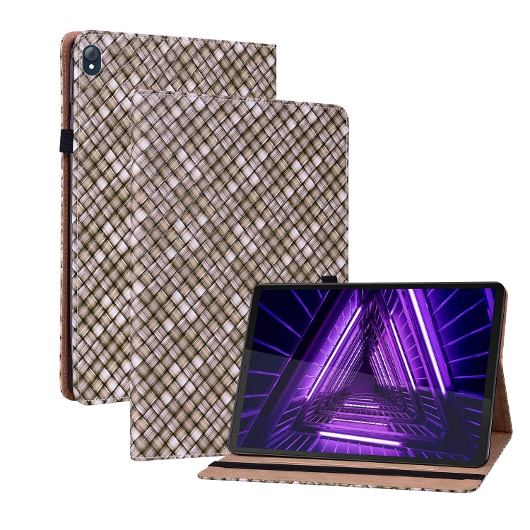 For Lenovo Tab K10 Color Weave Leather Tablet Case with Holder