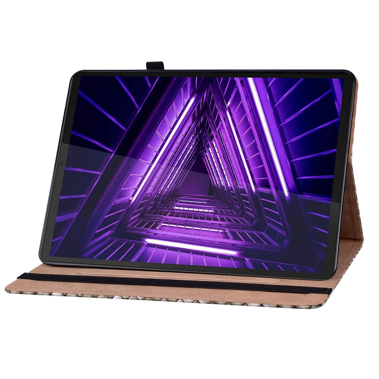 For Lenovo Tab K10 Color Weave Leather Tablet Case with Holder