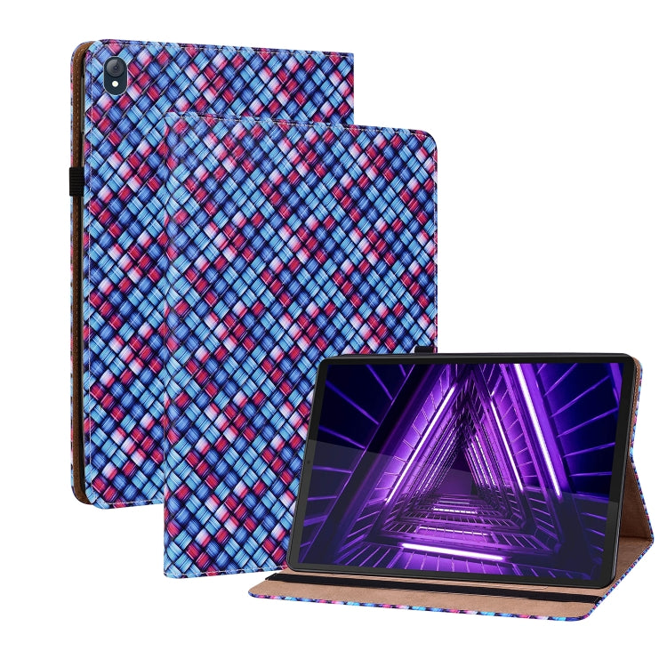 For Lenovo Tab K10 Color Weave Leather Tablet Case with Holder