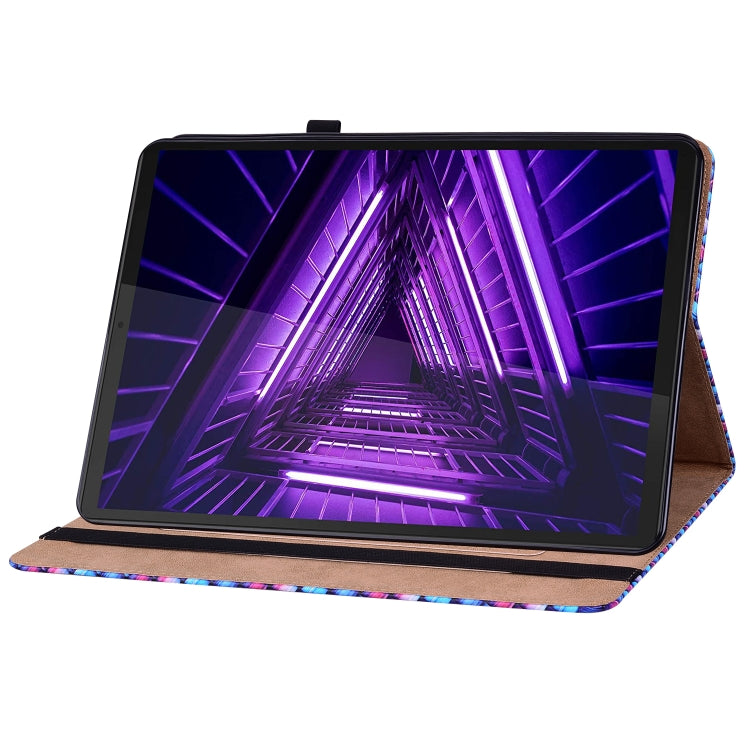 For Lenovo Tab K10 Color Weave Leather Tablet Case with Holder