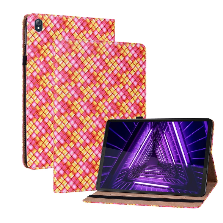For Lenovo Tab K10 Color Weave Leather Tablet Case with Holder