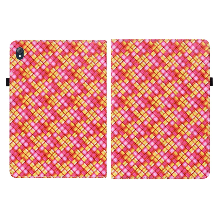 For Lenovo Tab K10 Color Weave Leather Tablet Case with Holder