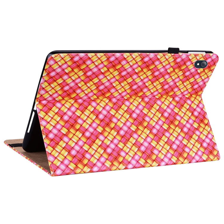 For Lenovo Tab K10 Color Weave Leather Tablet Case with Holder