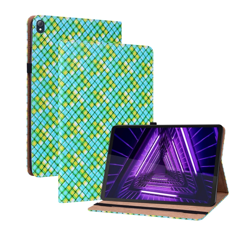 For Lenovo Tab K10 Color Weave Leather Tablet Case with Holder