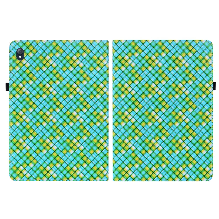 For Lenovo Tab K10 Color Weave Leather Tablet Case with Holder