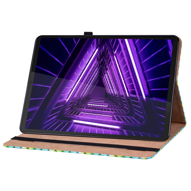 For Lenovo Tab K10 Color Weave Leather Tablet Case with Holder