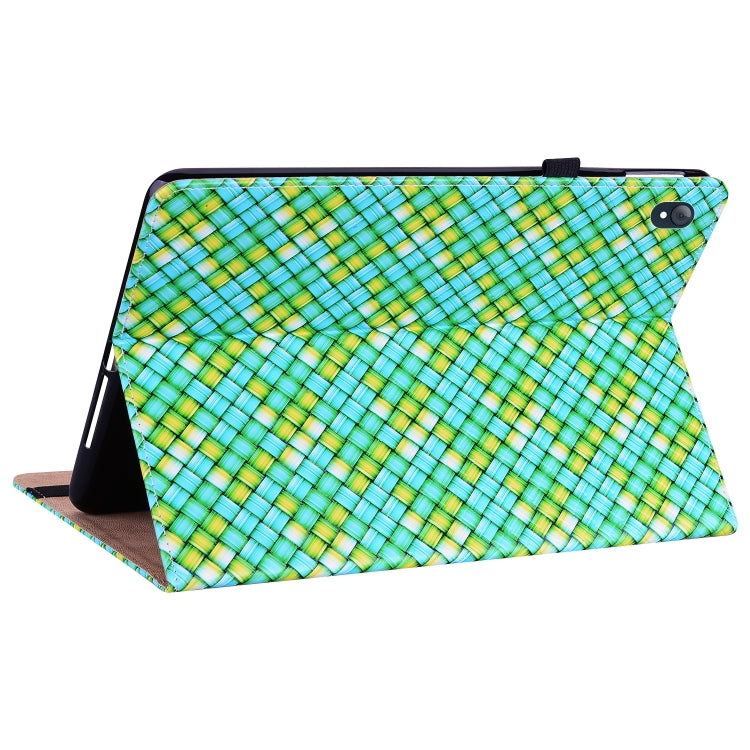 For Lenovo Tab K10 Color Weave Leather Tablet Case with Holder