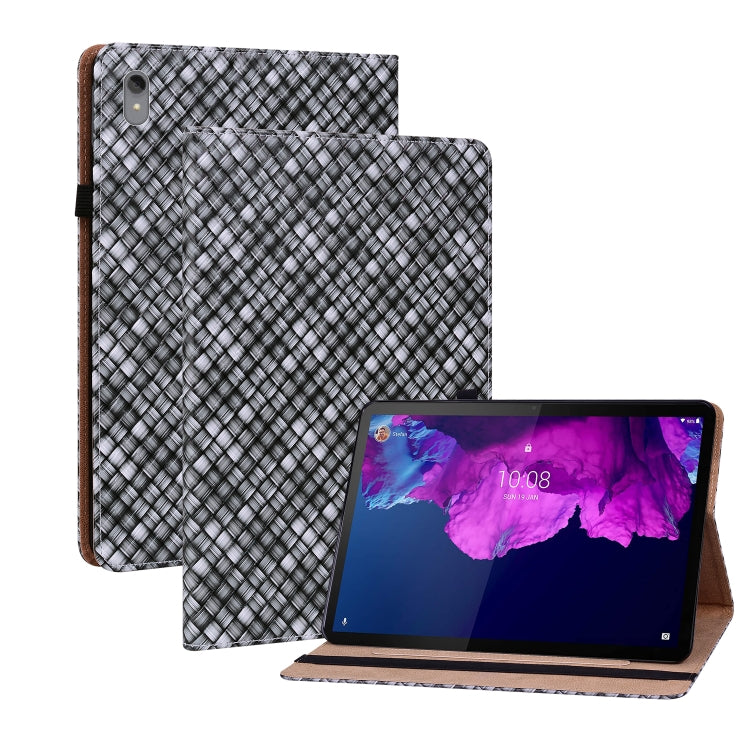 For Lenovo Tab P11 TB-J606F Color Weave Leather Tablet Case with Holder