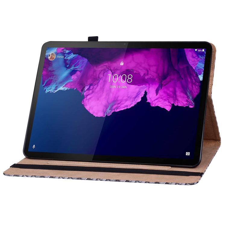 For Lenovo Tab P11 TB-J606F Color Weave Leather Tablet Case with Holder